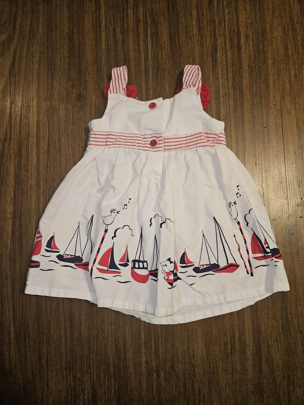 Gymboree White Red and Navy Sailboat Print Sundress
